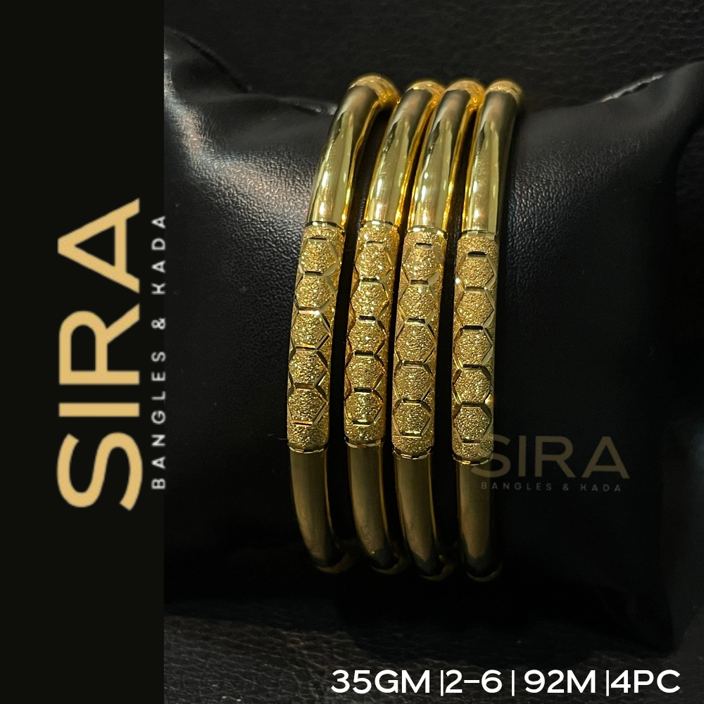 Pipe Bangles 22KT 4Pc set 