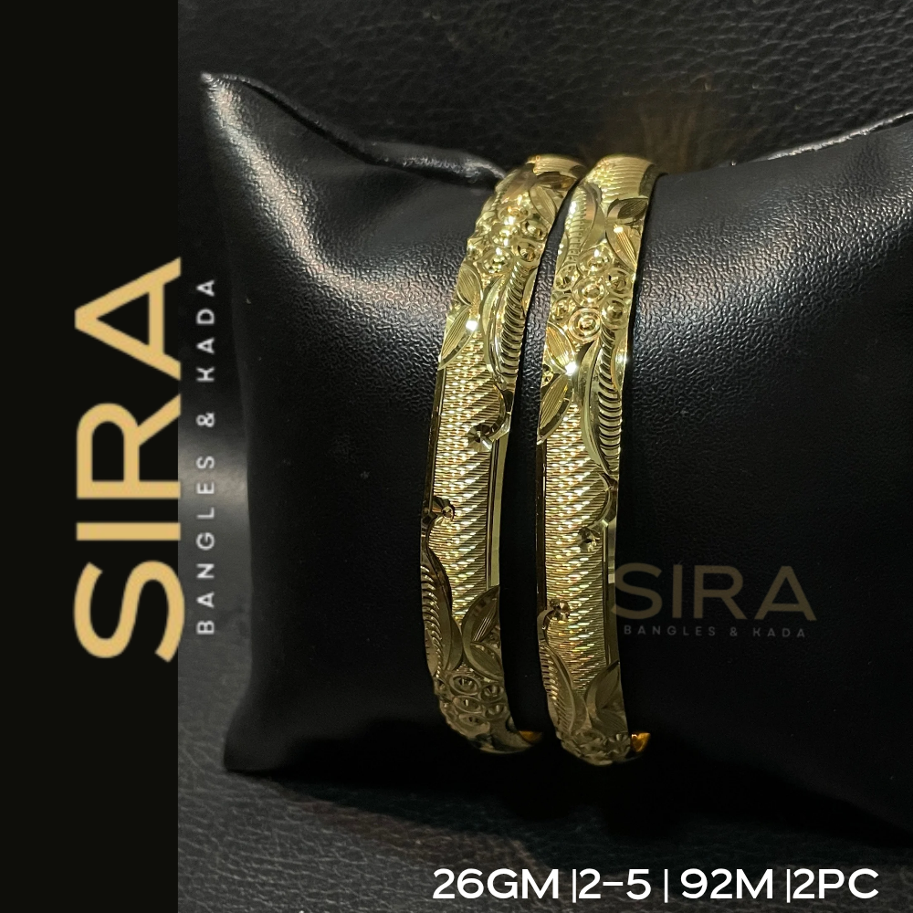 Machine Half Round Bangles 22 KT 2Pc