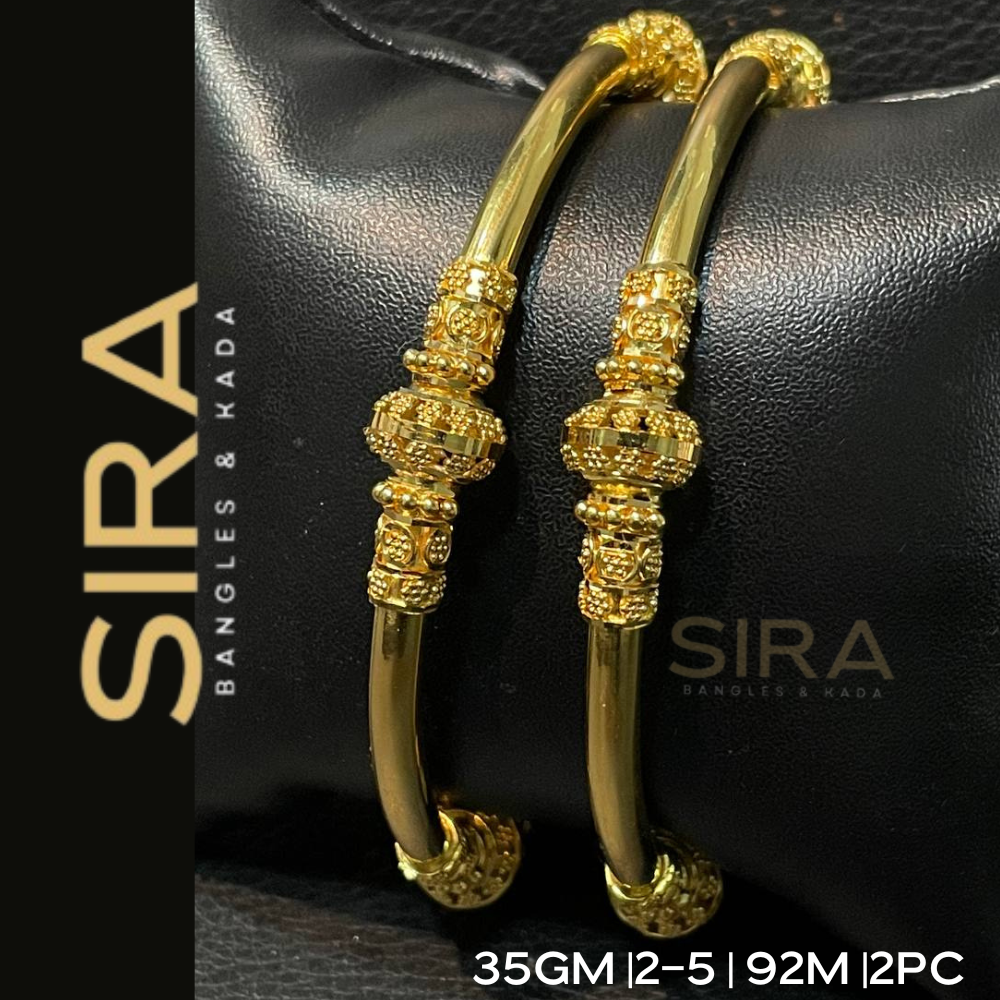 Calcutti Rawa Pipe Bangles 22KT, 2Pc- 35Grams