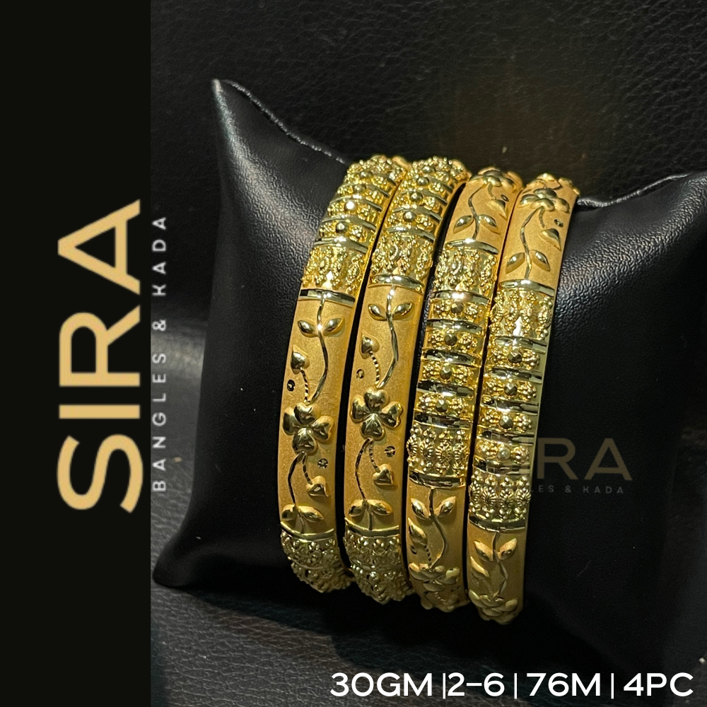  Half Round Bangles 22 KT 2Pc