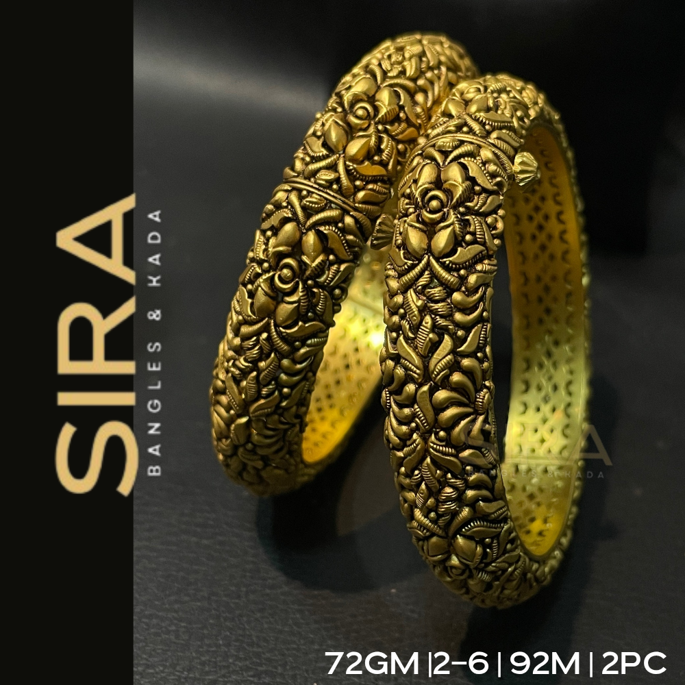 Exclusive Antique Bangles 22K 72Grams, 2Pc 