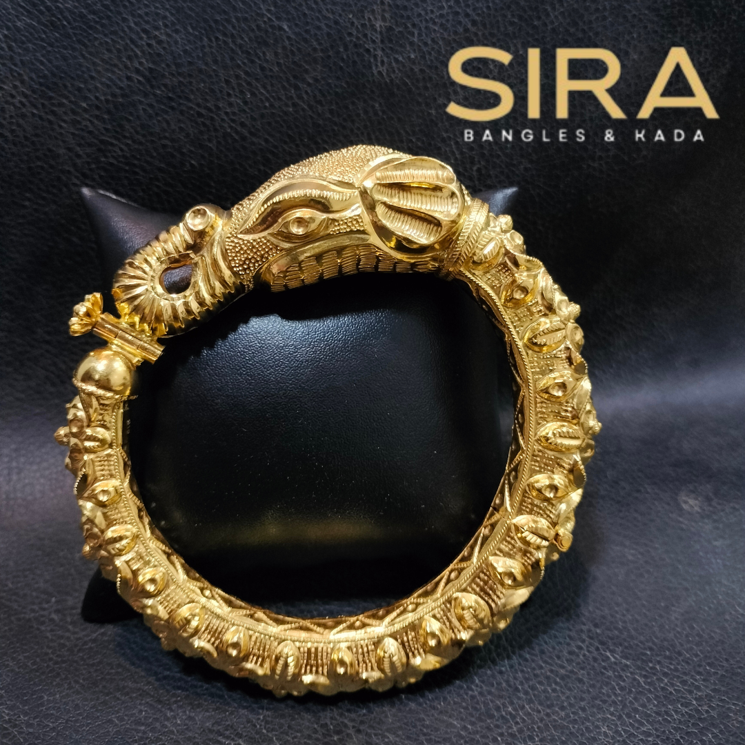 Nakashi Elephant 🐘 Carving Kada (Premium ) For Mens 22KT by SIRA
