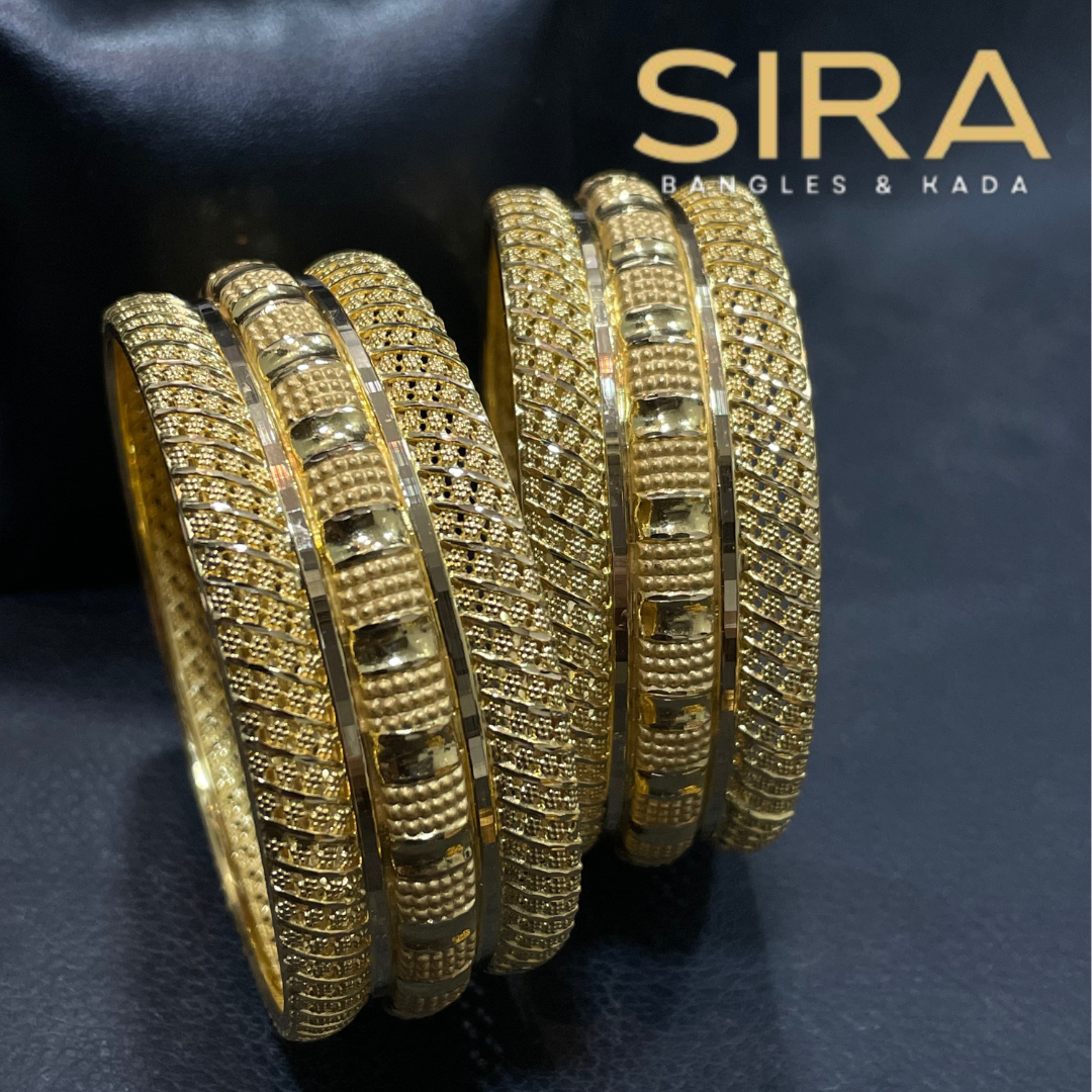 Fancy Half Round Bangles 22KT 2Pc 60gms