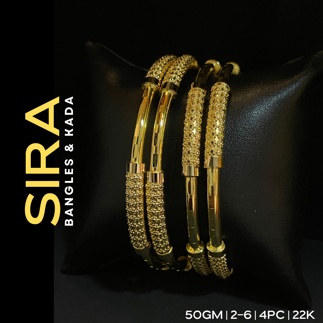 Fancy Rawa Pipe Bangles 22K 4Pc , 50Grams