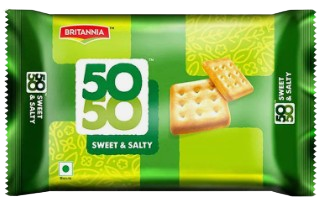 Brit 50-50 Sweet & Salty Biscuit MRP5/- (1X144)