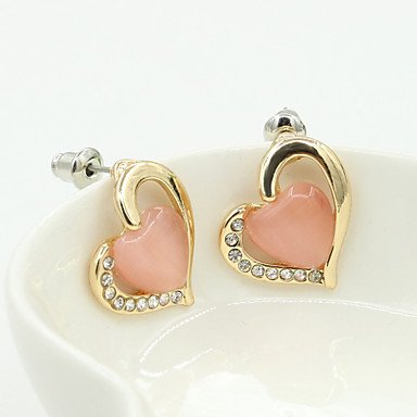 Pink Heart Shape Rhinestone Stud Earrings