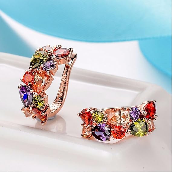 Trendy Colorful Cubic Zirconia Hoop Earrings