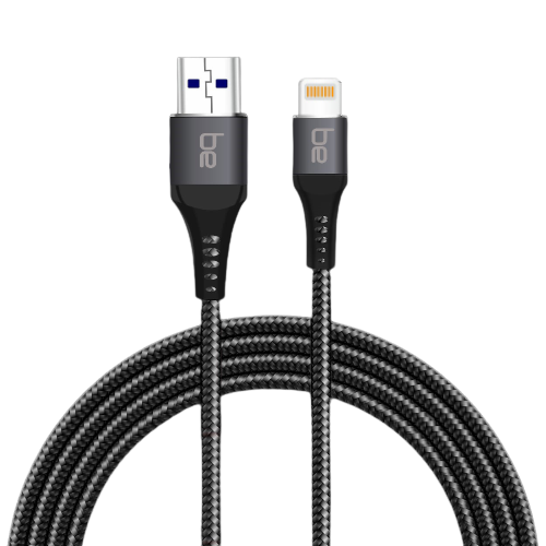 be Braided 5 Amp Lightning Fast Charging & Data Sync Cable 1 Meter [Black]