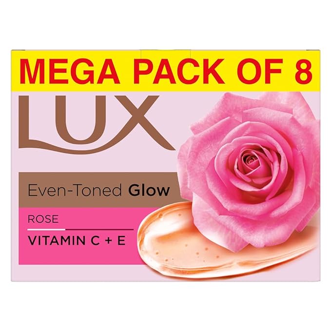 LUX Soft Glow Rose & Vitamin E For Glowing Skin Beauty Soap Offer Pack 8x150g