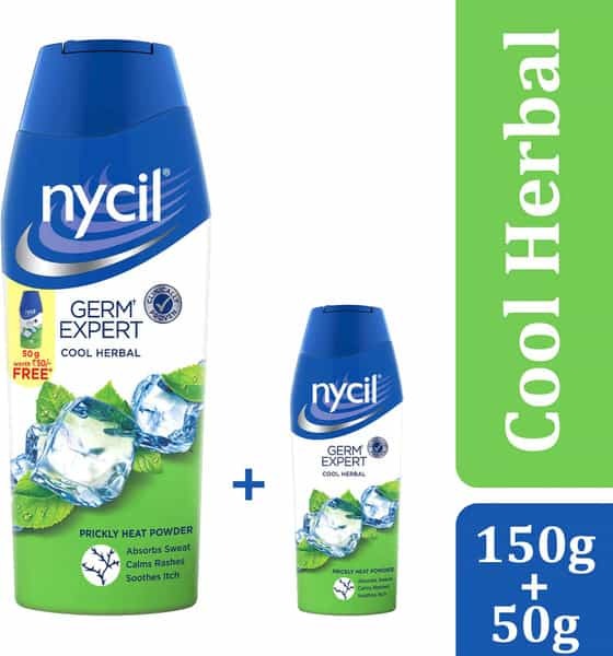 Nycil Cool Herbal Prickly Heat Powder with Nycil Cool Herbal 50gm Free