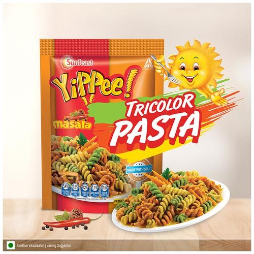Sunfeast YiPPee! Tricolor Pasta |Soft and Tasty Suji, Rawa Pasta|Masala |65g Pack