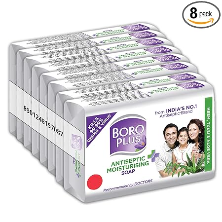 BoroPlus Antiseptic and Moisturising Bathing Soap 125g (Pack of 8)