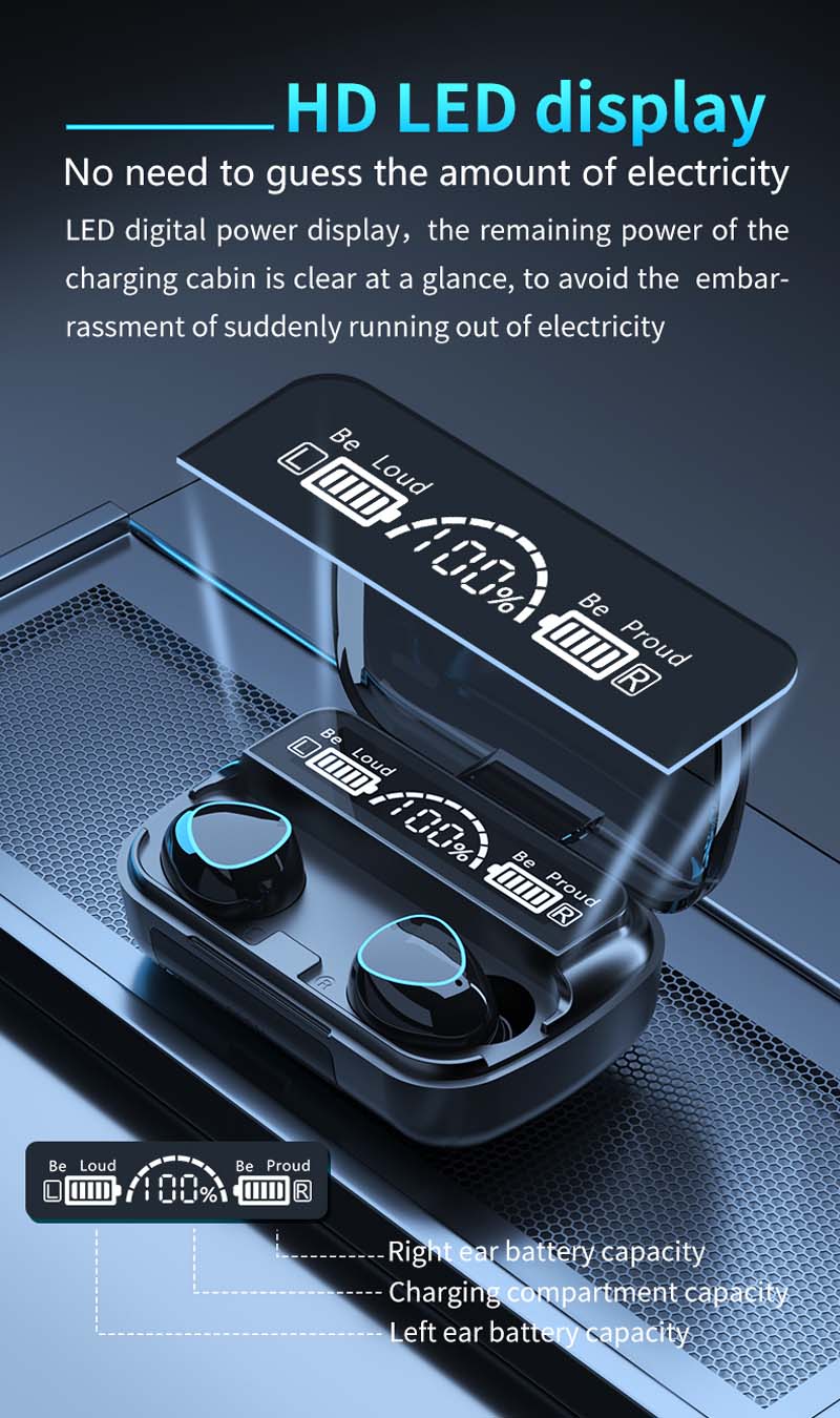 M10 TWS True Wireless Bluetooth Earbuds Earphone with LED Digital Display Touch Earbuds headphone BT 5.1 