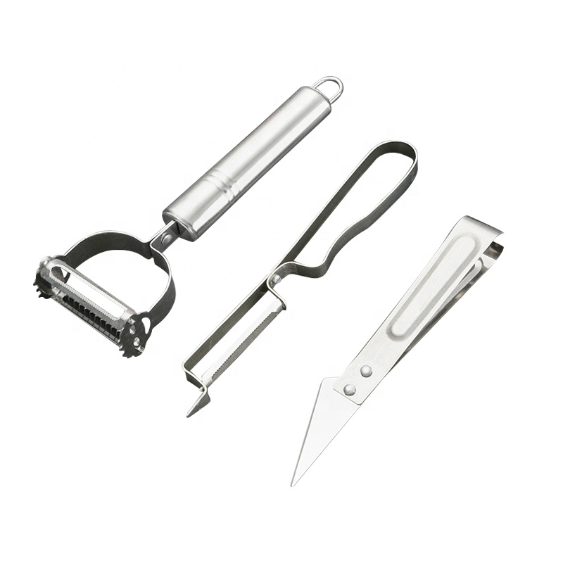 Premium Stainless Steel 3-Piece Set: Peeler, Potato Fruit Vegetable Peeler, and Paring Knife - Essential Kitchen Accessories