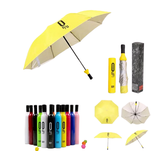 Compact 5-Fold Mini Umbrella - Portable, Lightweight, UV Protection, Sun and Rain Shield, Cute Bottle Design