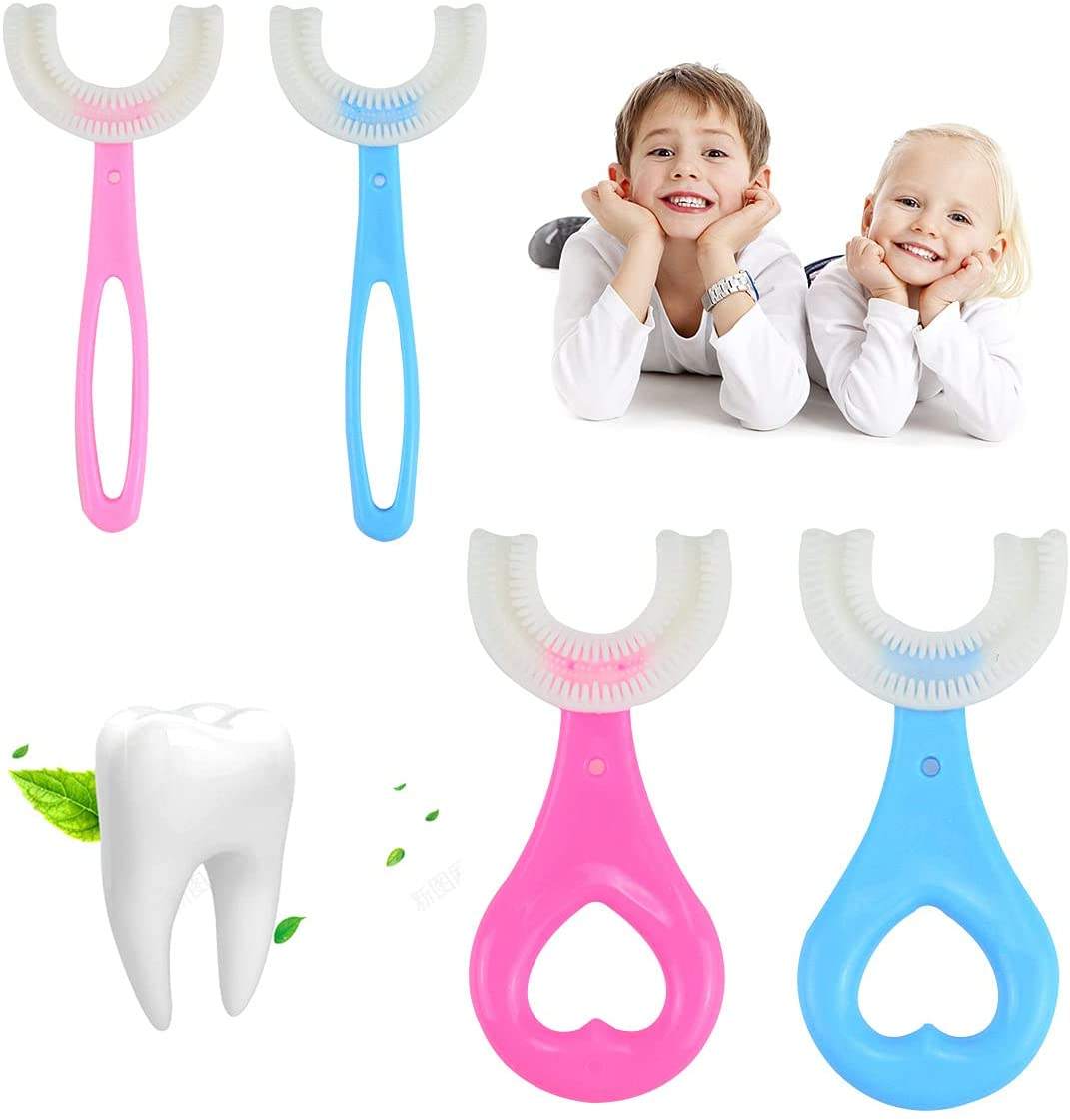 U-Shaped Soft Food Grade Silicone Baby Toothbrush for Kids (2-6 Years) – Teething & Oral Care (Pack - 2pcs)