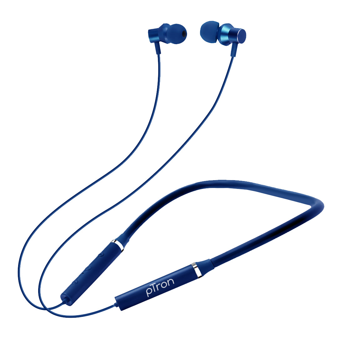 pTron Tangentbeat Wireless Bluetooth Neckband Earphones with Mic – Dark Blue | In-Ear, Long Battery Life & Premium Sound