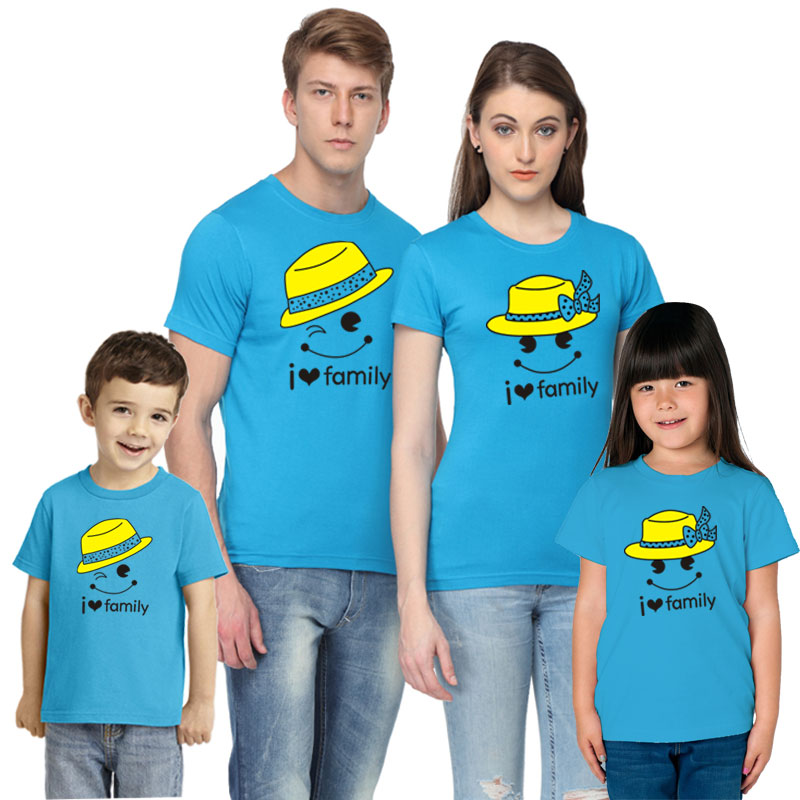 Double F Round Neck Family T-shirts For Happy Family