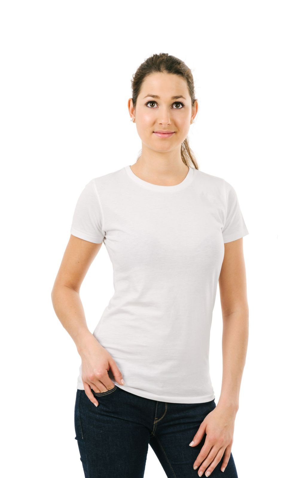DOUBLE F ROUND NECK HALF SLEEVE WHITE COLOR PLAIN T-SHIRT FOR WOMEN