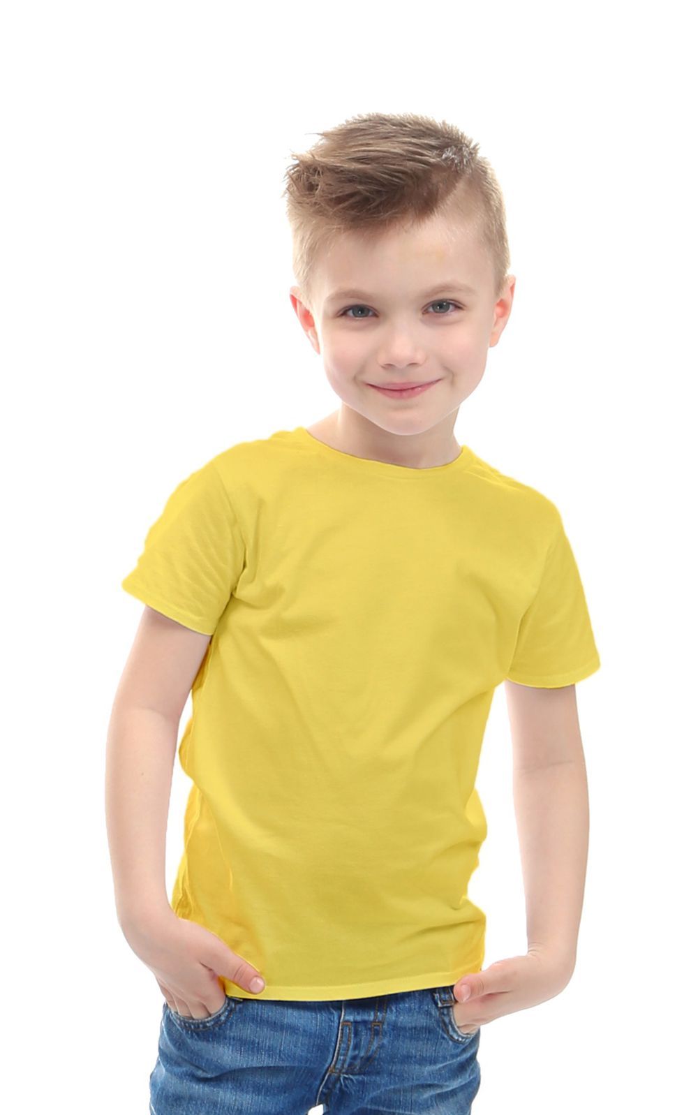 DOUBLE F ROUND NECK HALF SLEEVE YELLOW COLOR PLAIN T-SHIRT FOR BOYS