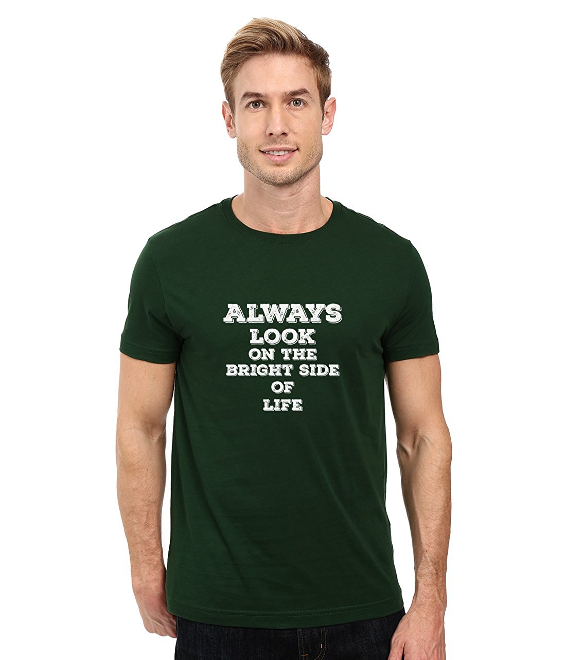 DOUBLE F ROUND NECK HALF SLEEVE ALWAYS LOOK BRIGHT SIDE OF LIFE PRINTED WITH 08 COLORS PRINTED T-SHIRTS 