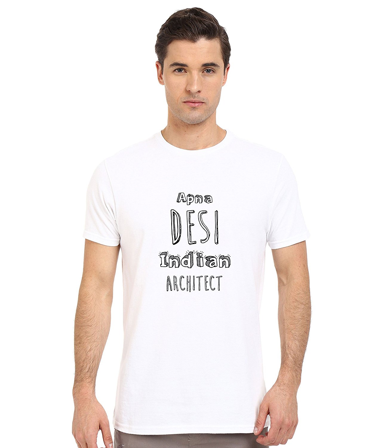 DOUBLE F ROUND NECK HALF SLEEVE APNA DESI INDIAN ARCHITECT WITH 07 COLORS PRINTED T-SHIRT FOR MEN
