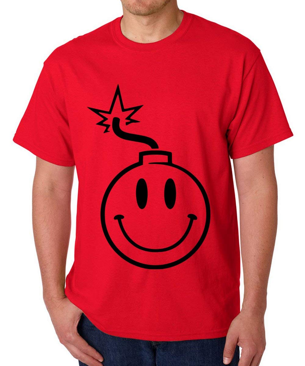 DOUBLE F ROUND NECK HALF SLEEVE SMILY BOMB WITH 07 COLORS PRINTED T-SHIRT FOR MEN
