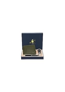 HORNBULL Themes Olive Green Mens Leather Wallet, Keyring & Pen Combo Gift Set for Men | Wallet Men Leather Branded