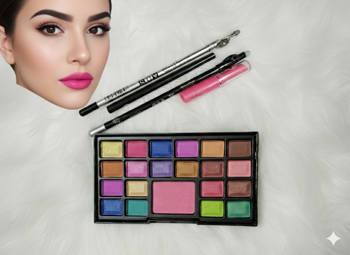 Professional Makeup Kit – Eyeshadow Palette, Eyeliner, Lipstick Set
