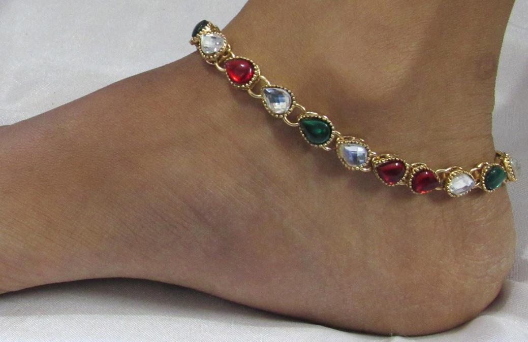 Multi color kundan anklet SMC003