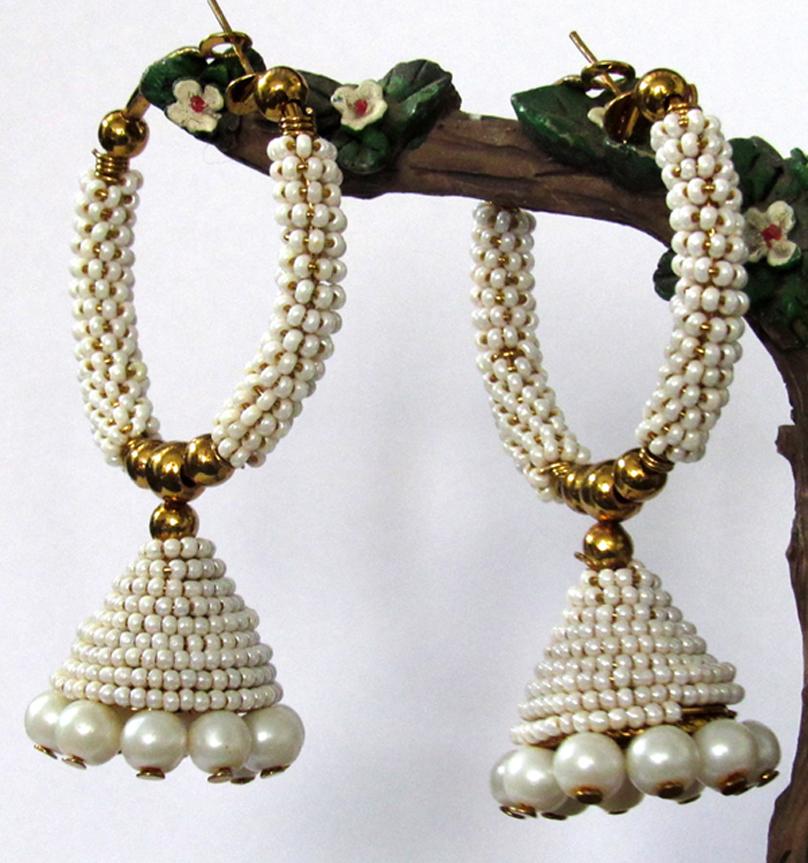 White Pearl Jhumka Earring
