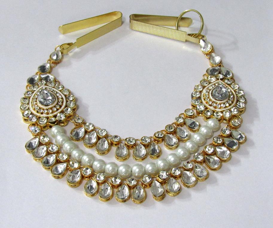 White 2 Side Brooch 3 Line Waist Belt