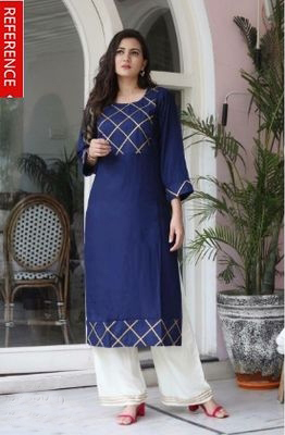 Rayon Kurta Palazzo Suits blue