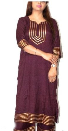 Rayon Kurta & Pant Set Wine