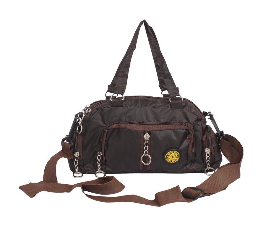 Solid Zipper Closure Sling Bag Brown