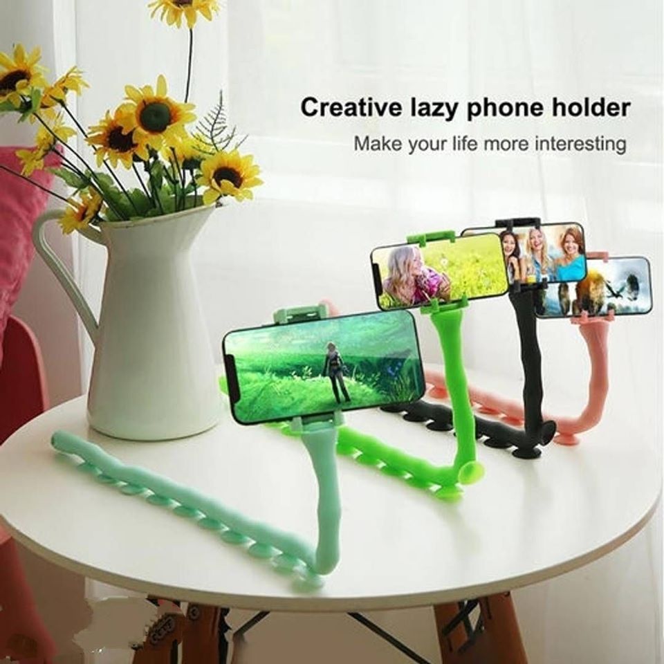 Cute Worm Lazy Mobile Phone Holder Flexible Rubber 360 Degree Rotatable Bracket