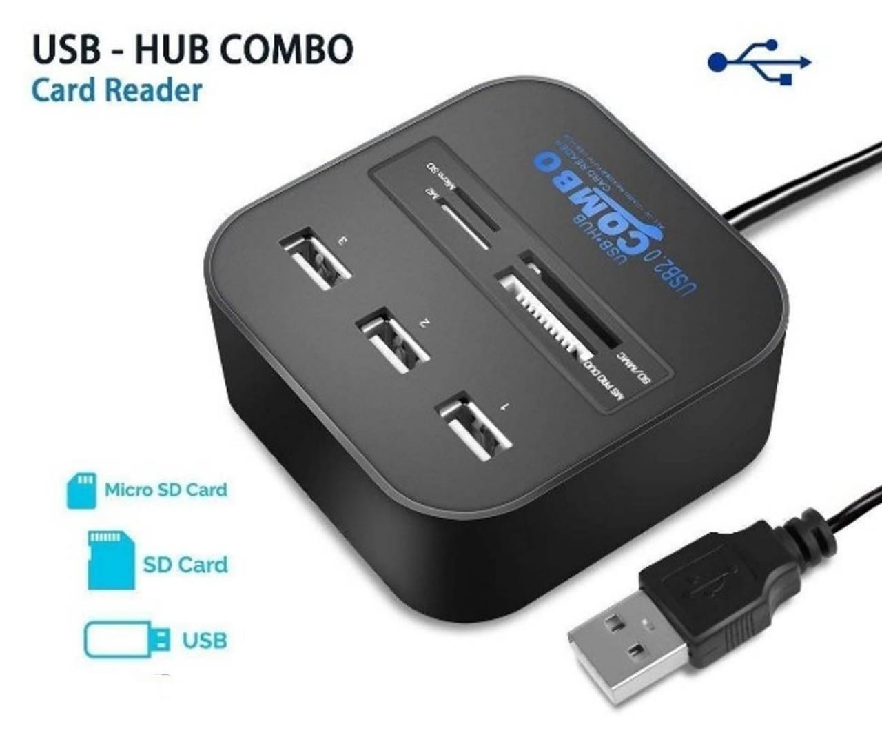 High Speed USB Hub & Multi Card Reader Combo Device