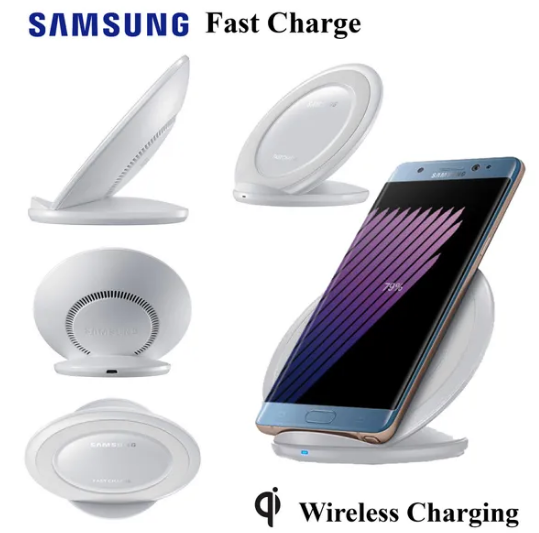 SAMSUNG QI CERTIFIED FAST CHARGE WIRELESS CHARGING PAD + STAND - SUPPORTS WIRELESS CHARGING ON QI COMPATIBLE SMARTPHONES - WHITE