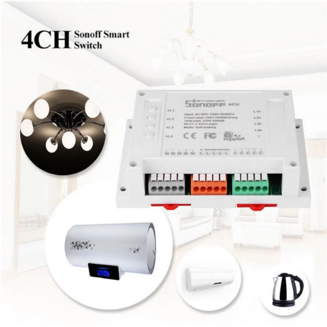 SMART HOME/MODERN HOME...DC SMART® 4CH 4 CHANNEL 10A 2200W 2.4GHZ SMART HOME WIFI WIRELESS SWITCH