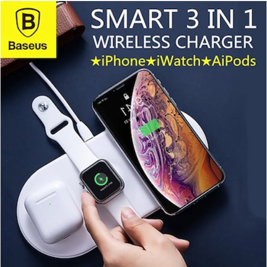 BASEUS SMART 3-IN-1 QI WIRELESS CHARGING PAD 