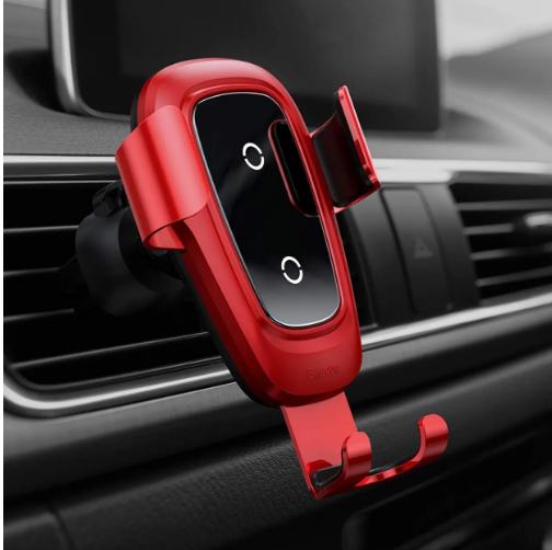 BASEUS METAL WIRELESS CHARGER GRAVITY CAR MOUNT 10W FOR 4-6.5 INCH MOBILE PHONES (RED)