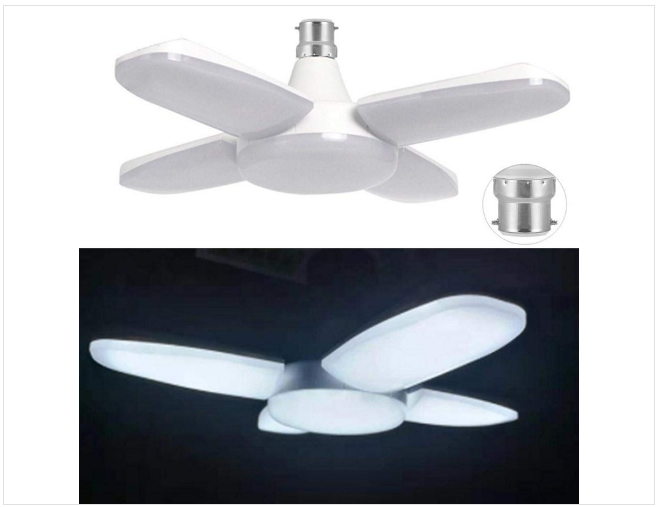 Foldable Fan Blade Angle Adjustable Light Bulb for Indoor Home Decor 4 LED Wings 