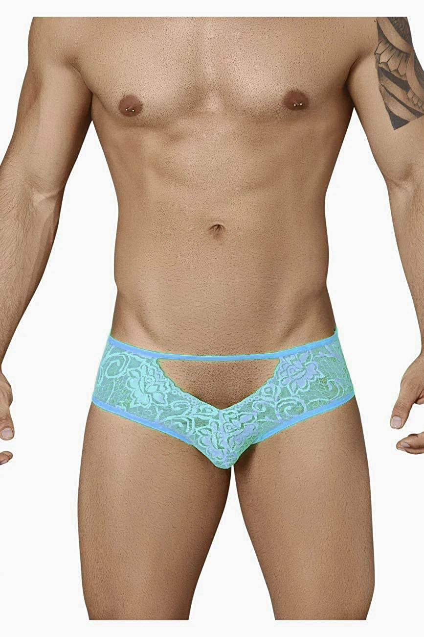 Mens Open Front Boxer Floral Lace Brief Underwear