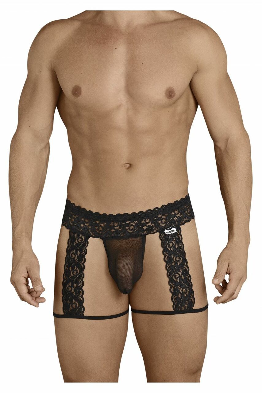 Mens Garter Stretchable Floral Lace Underwear Briefs