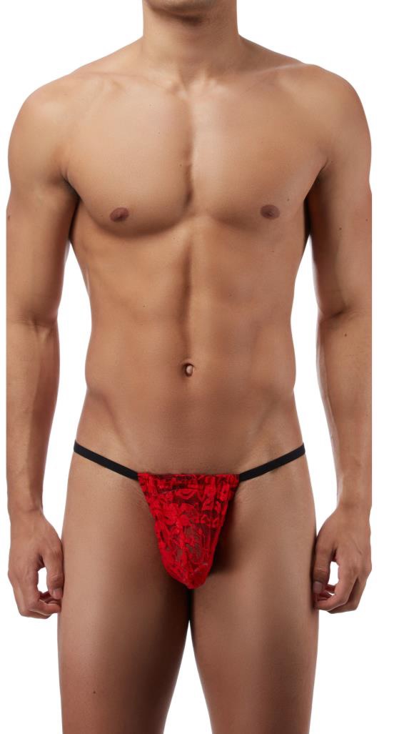 Mens Floral Lace Elastic Thong Hispter T-Back Underwear Briefs