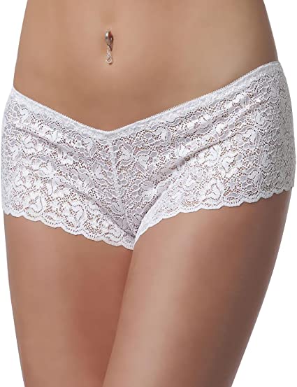 White Floral Lace Boyshorts Underwear Panty