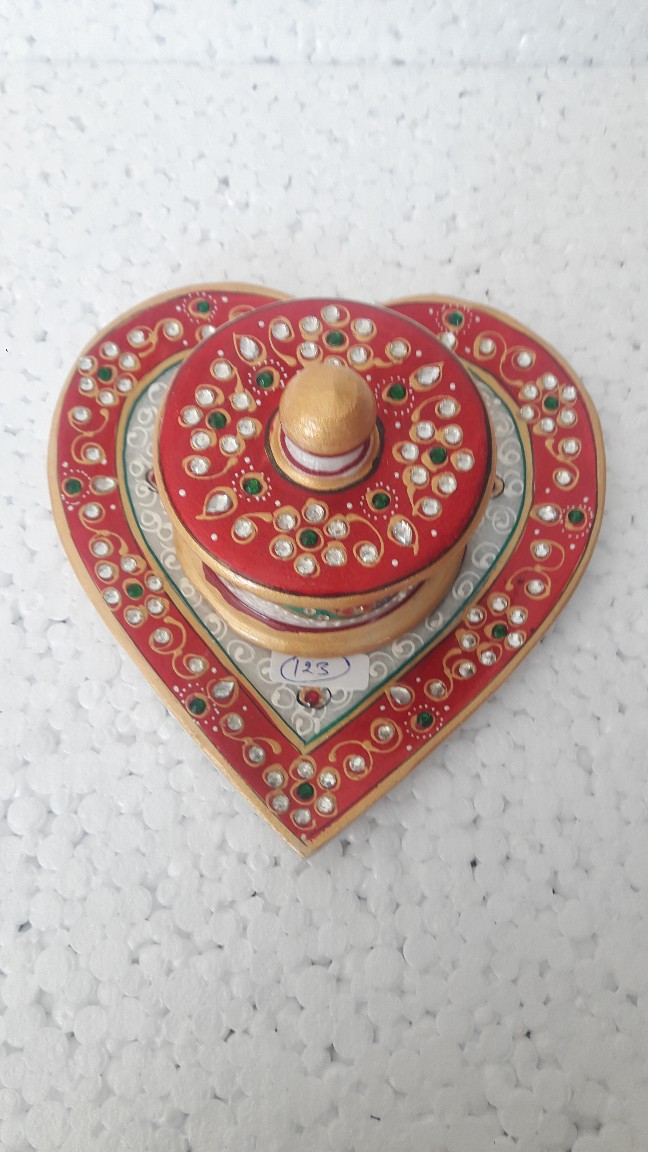 Silverzz Handicraft  Marble Sindoor Box  On Heart Shaped Base
