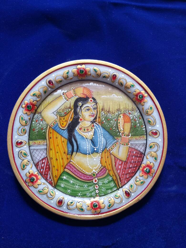 Silverzz Handicraft Marble Thali with Painting