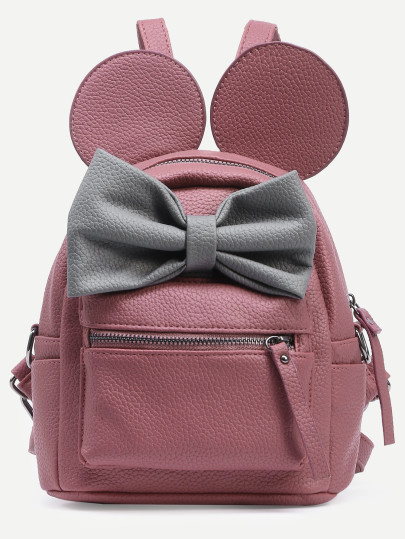 Contrast Bow Mickey Ear Backpack