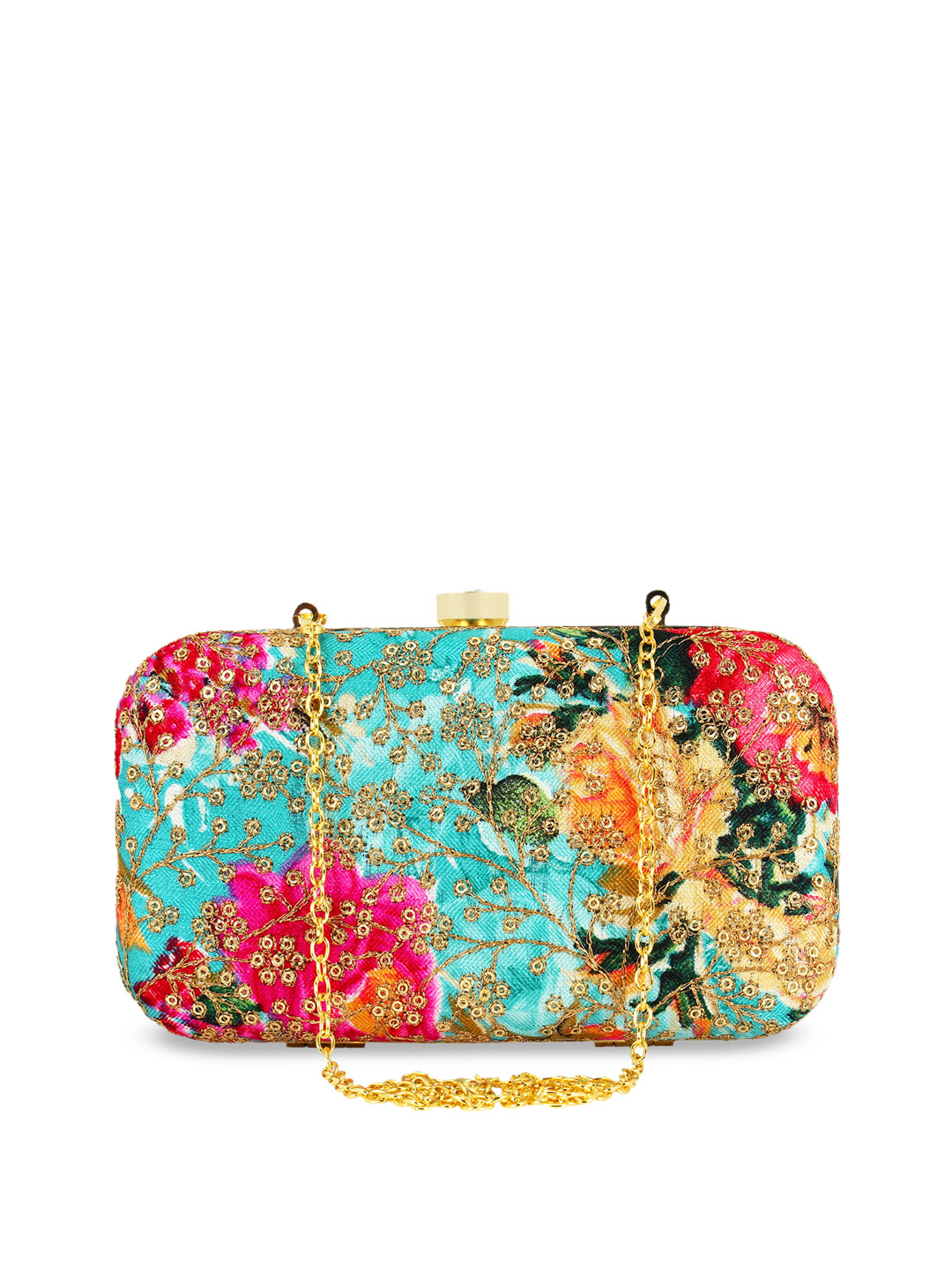 EMBROIDERED METAL FRAME CLUTCH